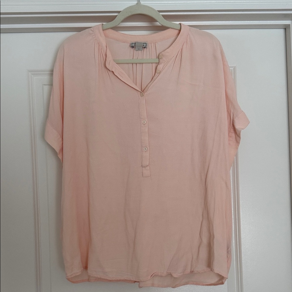 J Crew Point Sur Women's Light Pink Henley Pullover Blouse